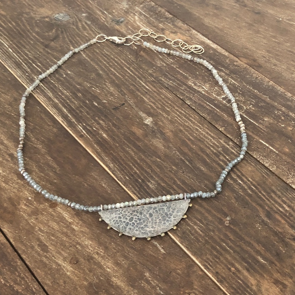 Noonday Collection Silver and Gold Pendant Beaded Necklace